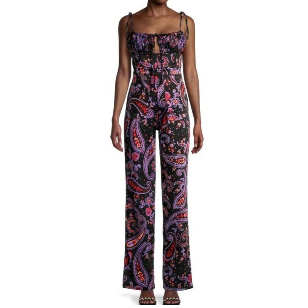 DANIELLE BERNSTEIN Paisley-Print Satin Jumpsuit | Fall outfits | women’s size 12